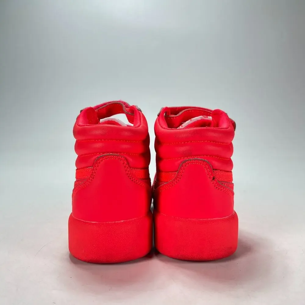 Reebok Freestyle Hi Orange Red High Top Hook & Loop Straps Sneakers Youth Size 1